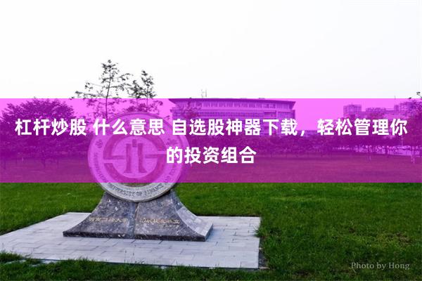 杠杆炒股 什么意思 自选股神器下载，轻松管理你的投资组合