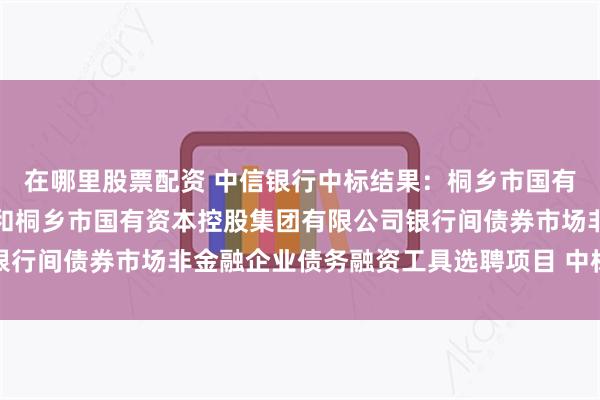 在哪里股票配资 中信银行中标结果：桐乡市国有资本投资运营有限公司和桐乡市国有资本控股集团有限公司银行间债券市场非金融企业债务融资工具选聘项目 中标结果公示